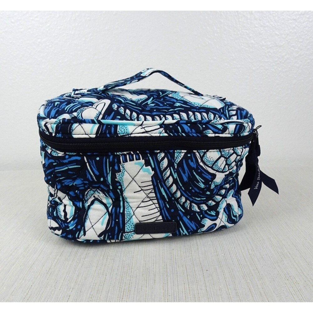 Vera Bradley Factory Style Train Case Cosmetic Make-Up Organizer SHORE ENOUGH - Picture 3 of 8